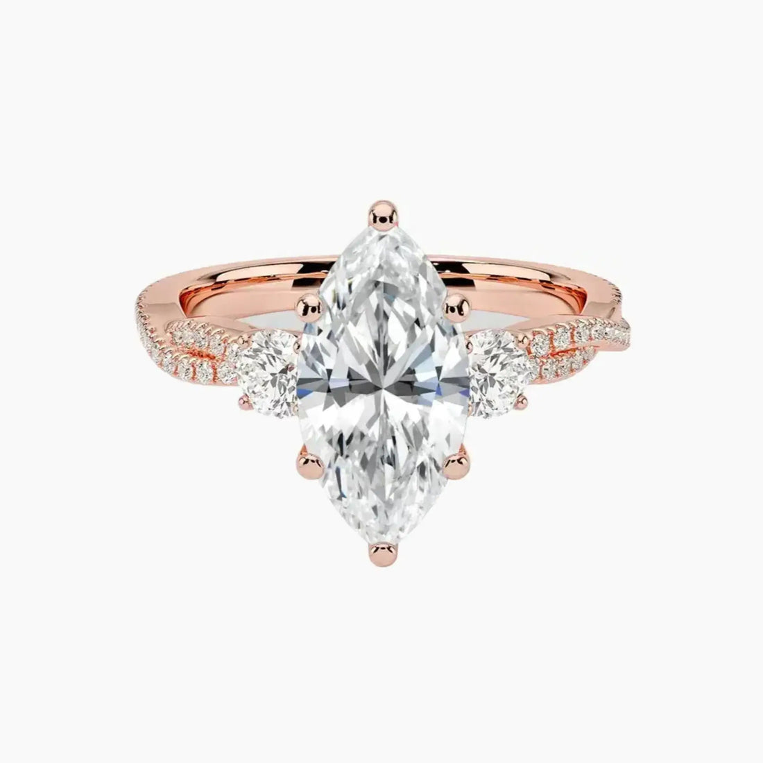 Calista Adorned Twisted Marquise Designer Diamond Ring Setting in 14K Yellow Gold