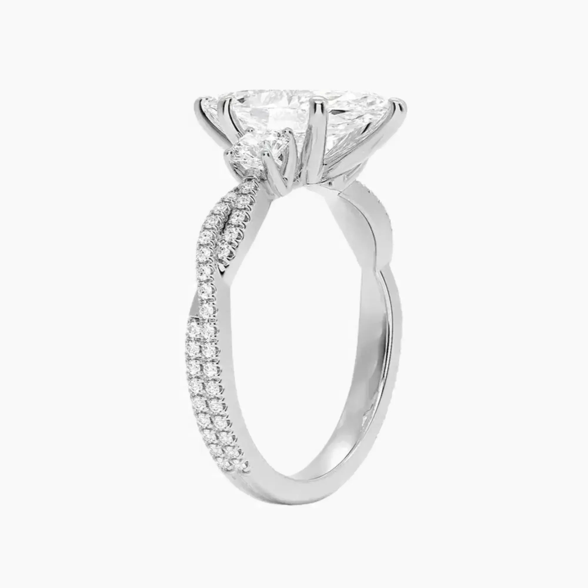 Calista Adorned Twisted Marquise Designer 1 Carat Lab Grown Diamond Engagement Ring in 18K Yellow Gold
