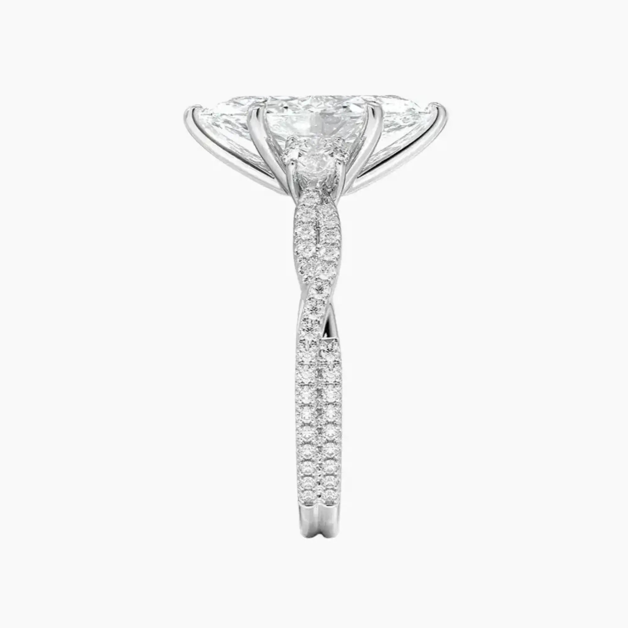 Calista Adorned Twisted Marquise Designer 3 Carat Lab Grown Diamond Engagement Ring in 18K Yellow Gold