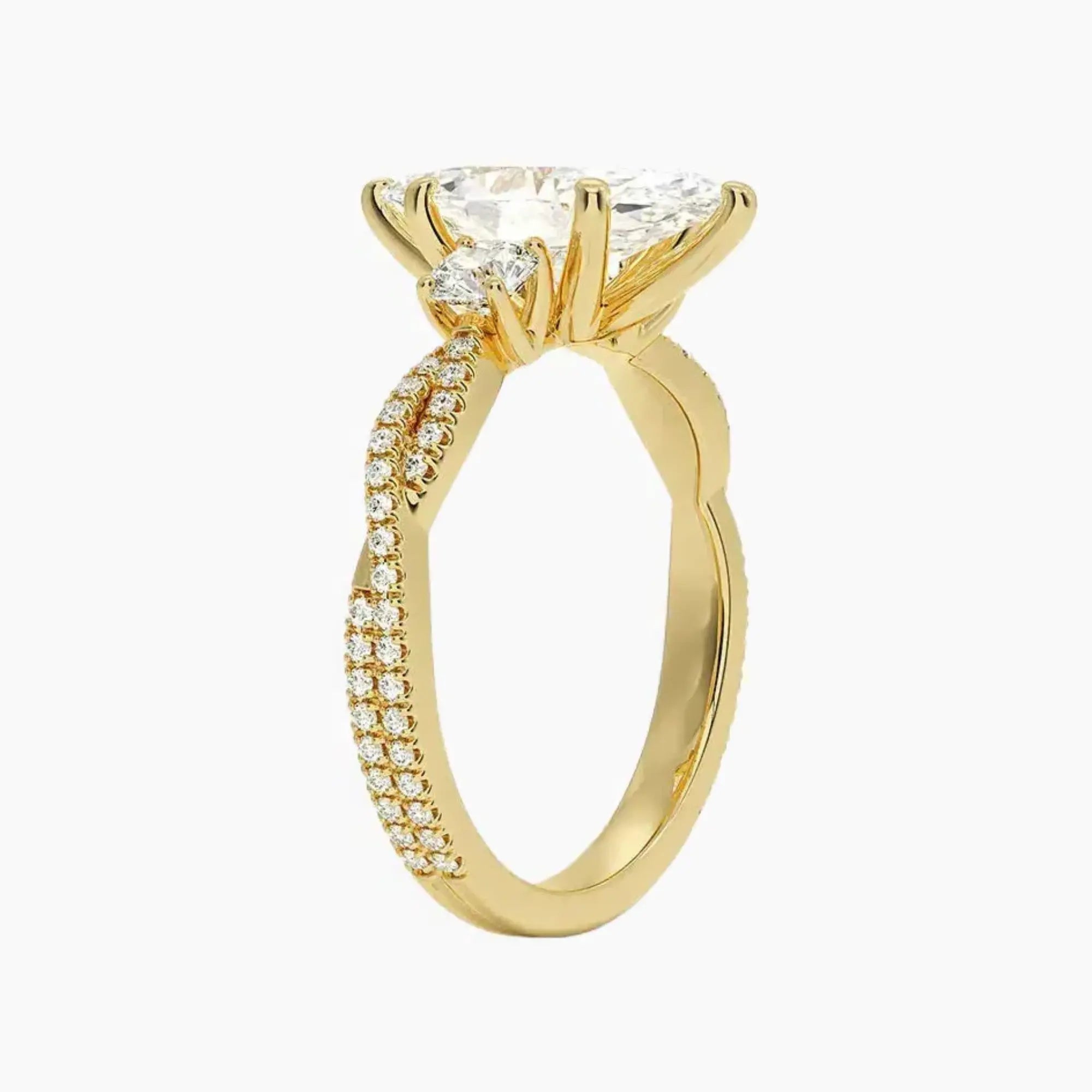 Calista Adorned Twisted Marquise Designer 1.5 Carat Lab Grown Diamond Engagement Ring in 14K Rose Gold