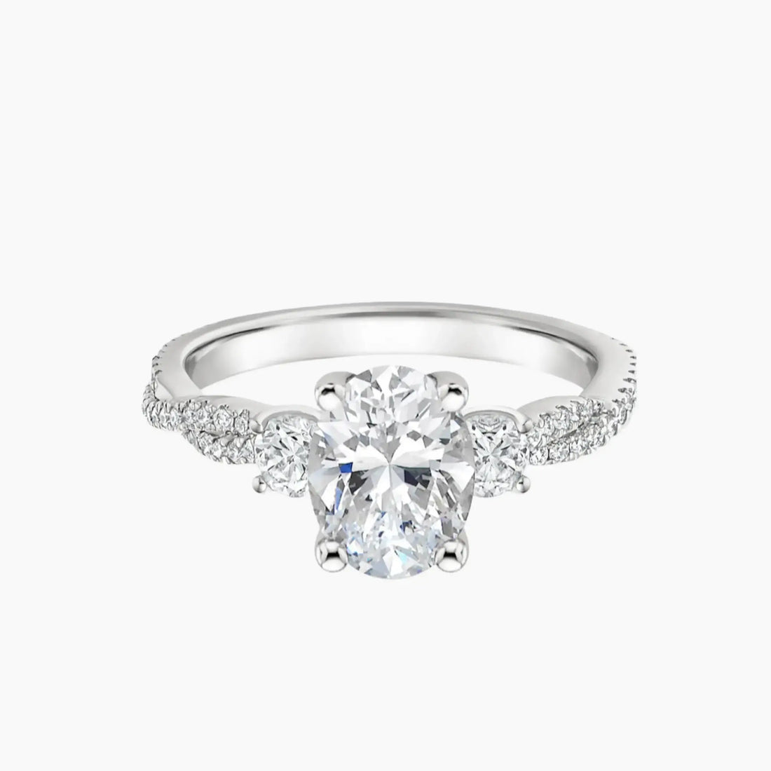 Calista Adorned Twisted Oval Designer 2.5 Carat Lab Grown Diamond Engagement Ring in 14K Rose Gold