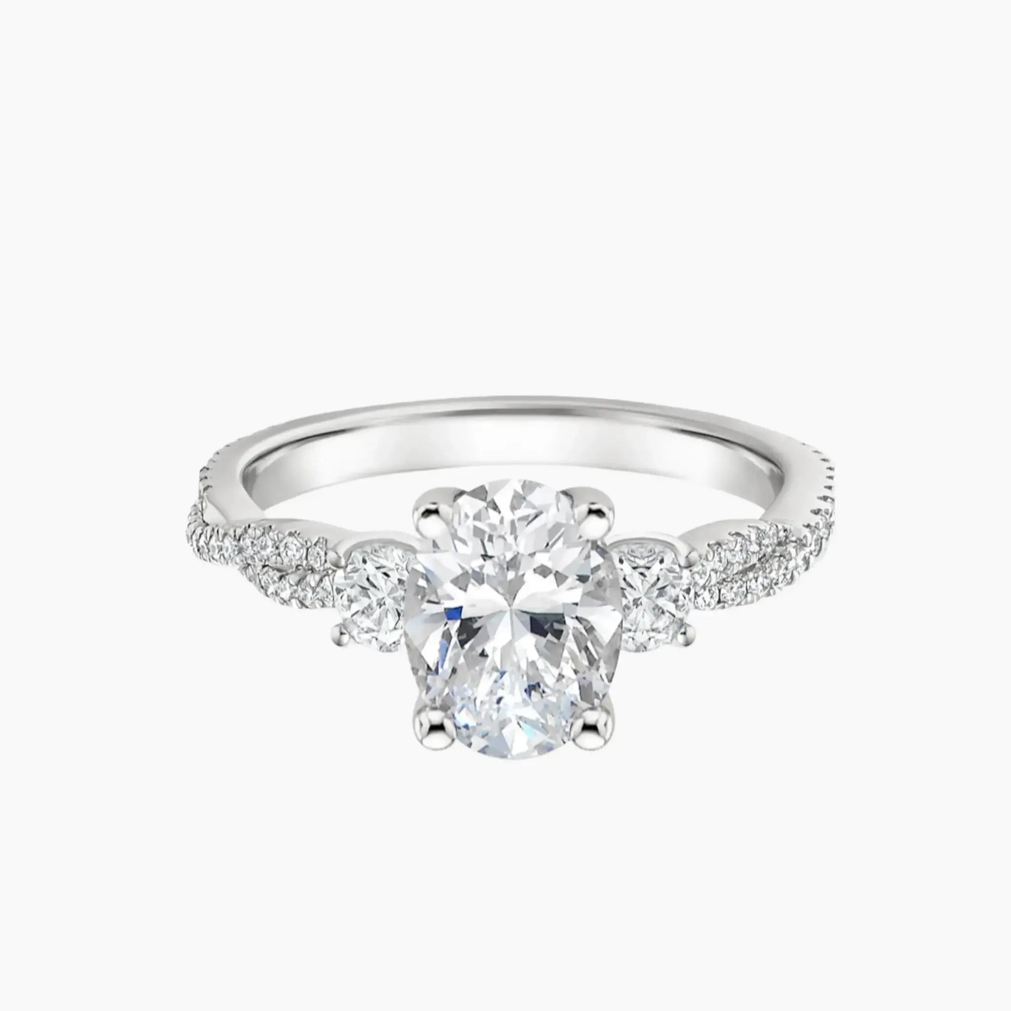 Calista Adorned Twisted Oval Designer Diamond Ring Setting in 14K Yellow Gold