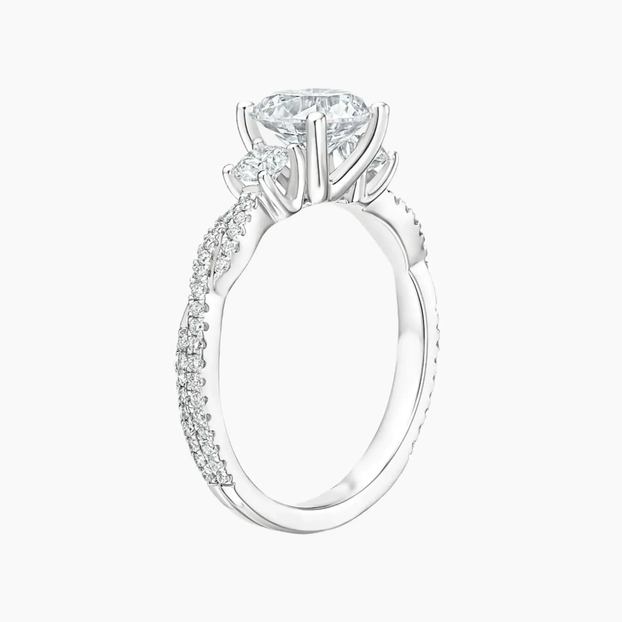 Calista Adorned Twisted Oval Designer 1.5 Carat Lab Grown Diamond Engagement Ring in 18K White Gold