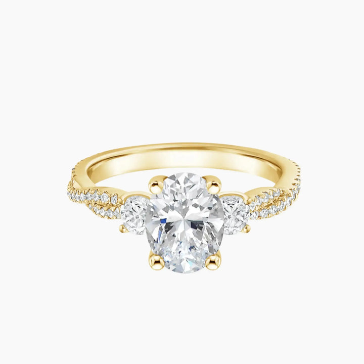 Calista Adorned Twisted Oval Designer 1 Carat Lab Grown Diamond Engagement Ring in 18K Rose Gold