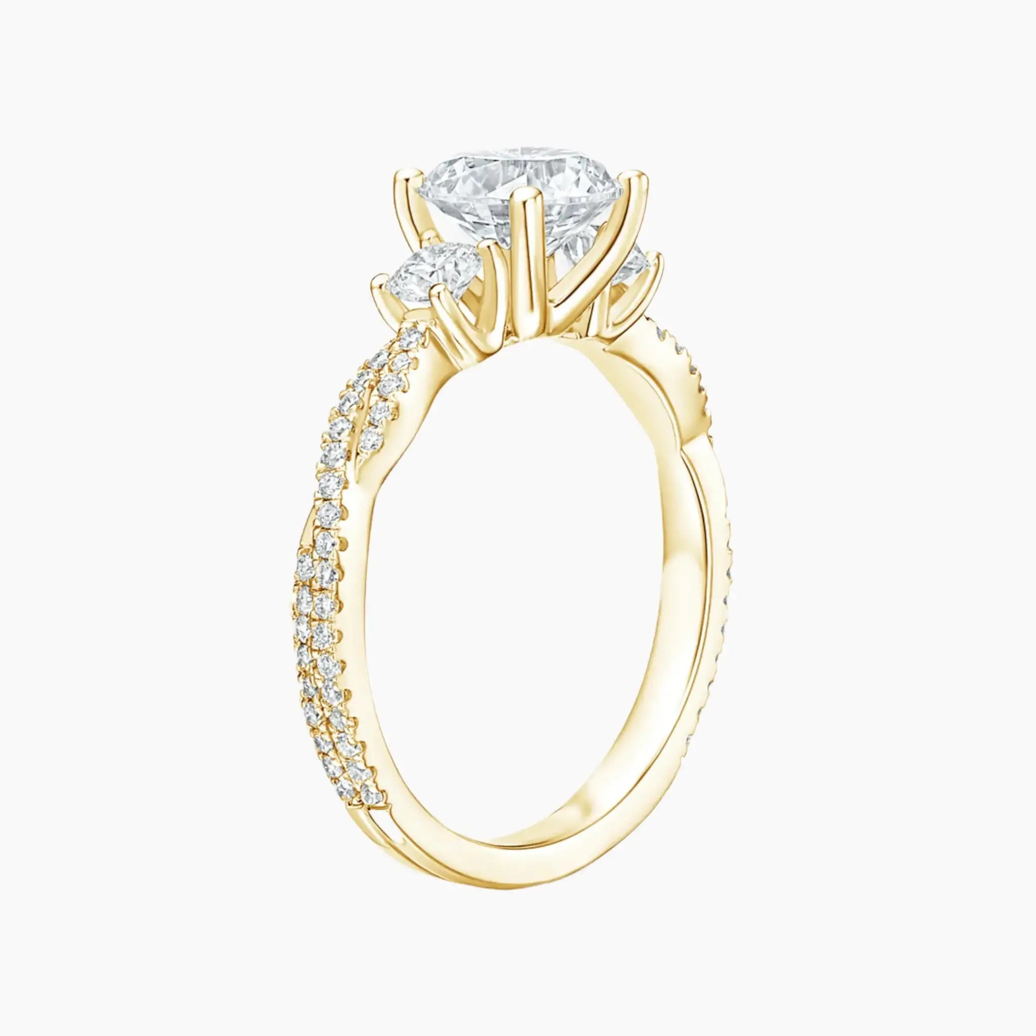 Calista Adorned Twisted Oval Designer 1.5 Carat Lab Grown Diamond Engagement Ring in 18K White Gold