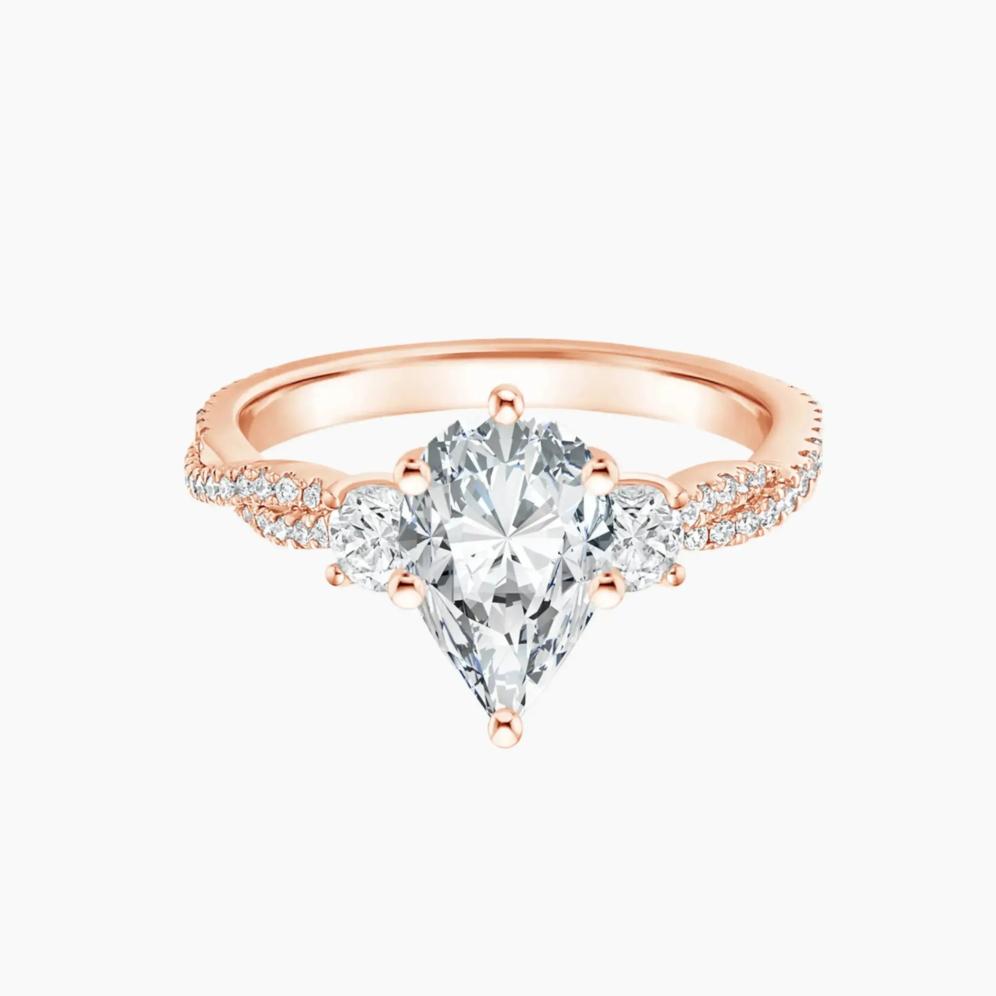 Calista Adorned Twisted Pear Designer 1.5 Carat Lab Grown Diamond Engagement Ring in 18K White Gold
