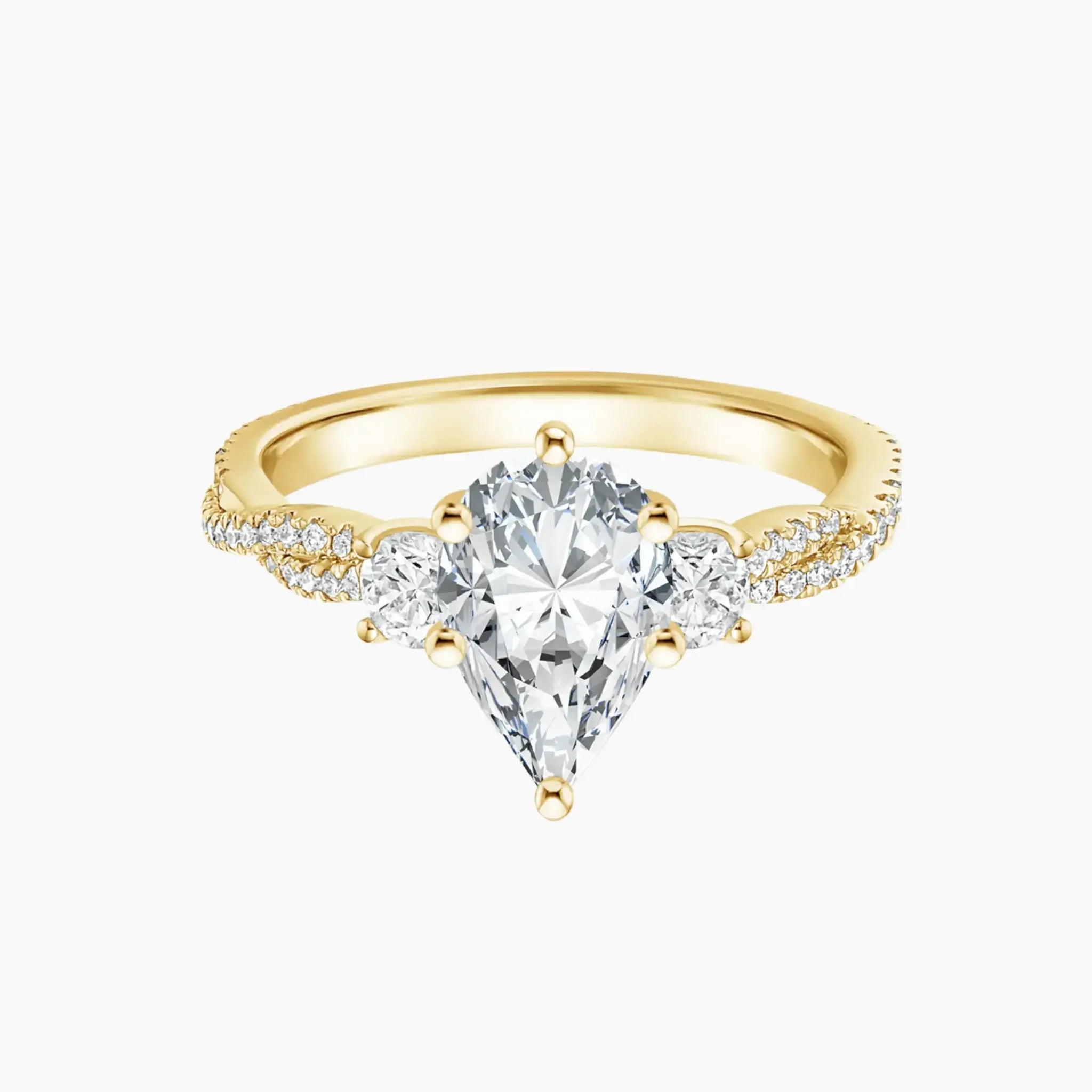 Calista Adorned Twisted Pear Designer 1 Carat Lab Grown Diamond Engagement Ring in 18K Rose Gold