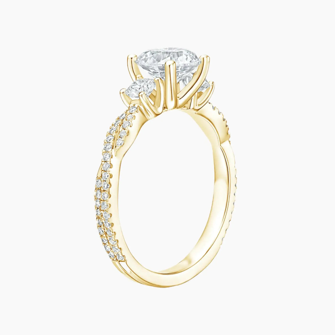 Calista Adorned Twisted Pear Designer 2.5 Carat Lab Grown Diamond Engagement Ring in 14K Yellow Gold