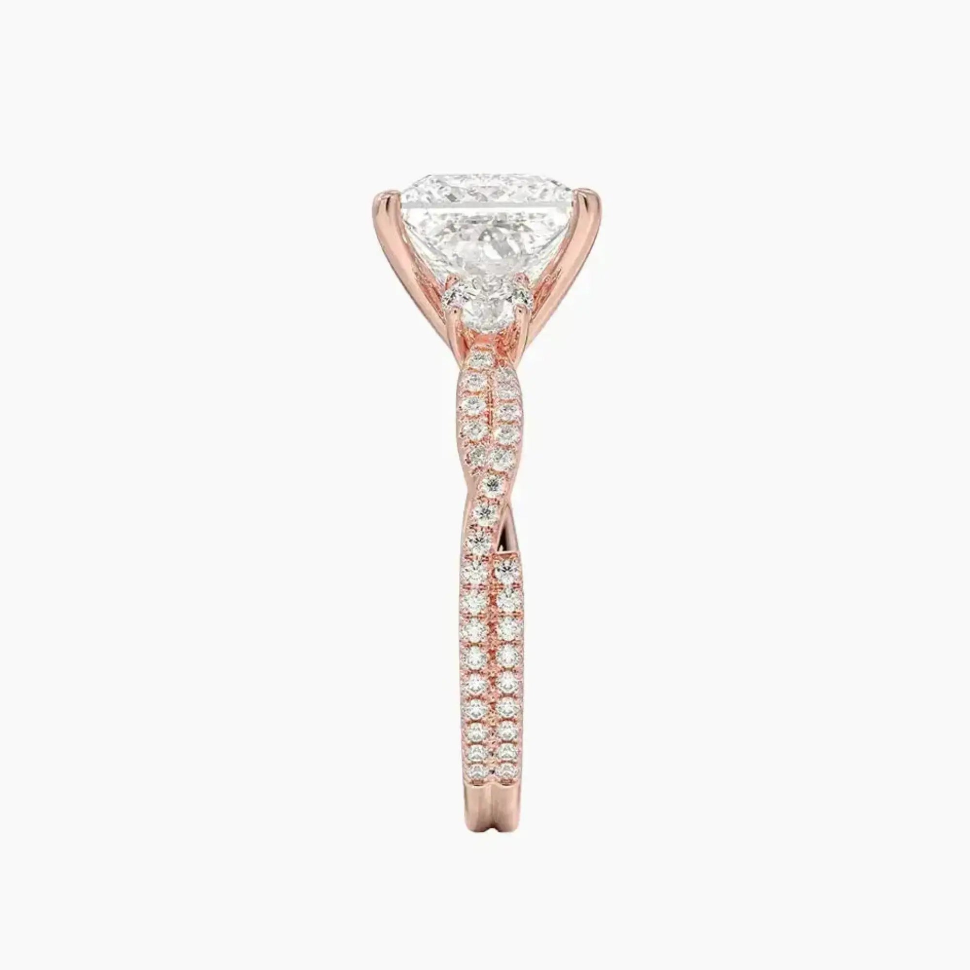 Calista Adorned Twisted Princess Designer 1 Carat Lab Grown Diamond Engagement Ring in 14K Yellow Gold