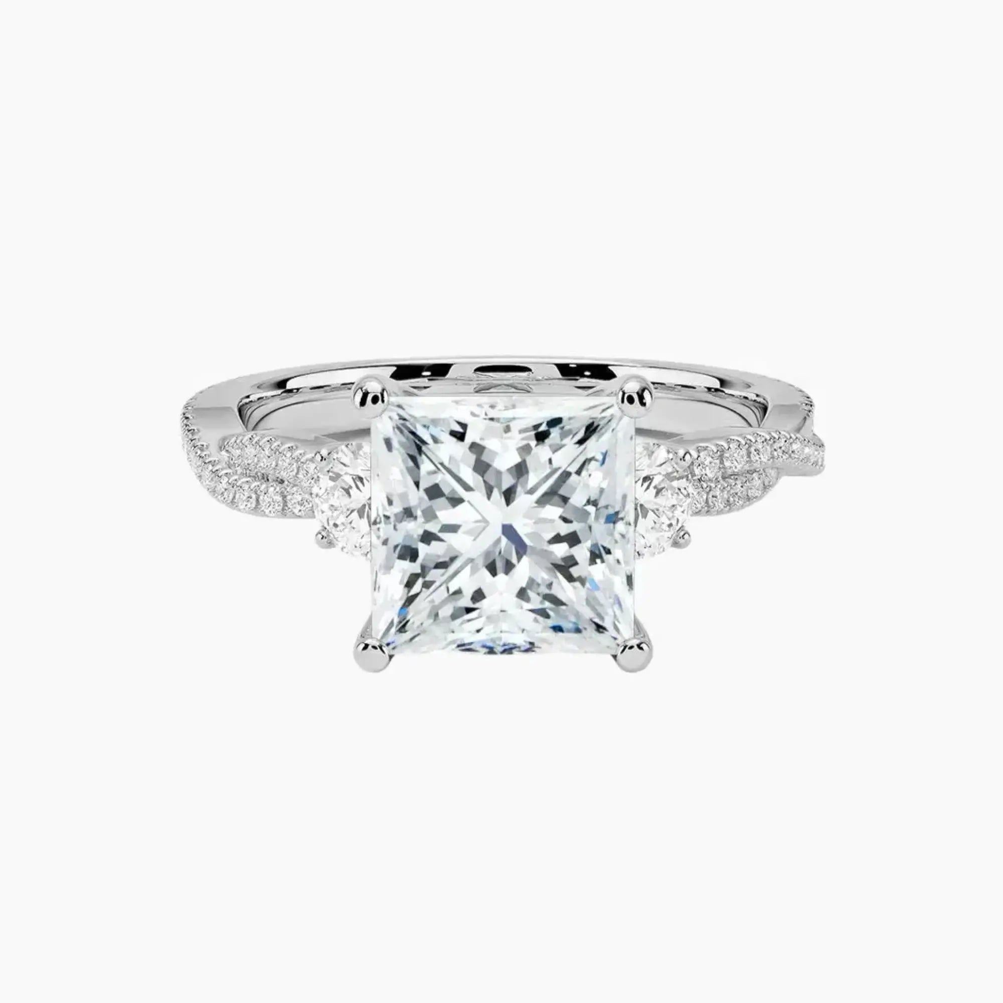 Calista Adorned Twisted Princess Designer 1.5 Carat Lab Grown Diamond Engagement Ring in 14K Rose Gold