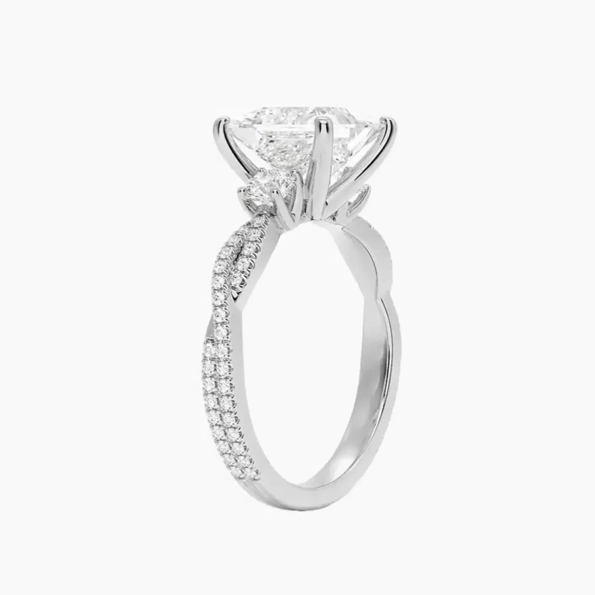 Calista Adorned Twisted Princess Designer 1 Carat Lab Grown Diamond Engagement Ring in 14K Yellow Gold