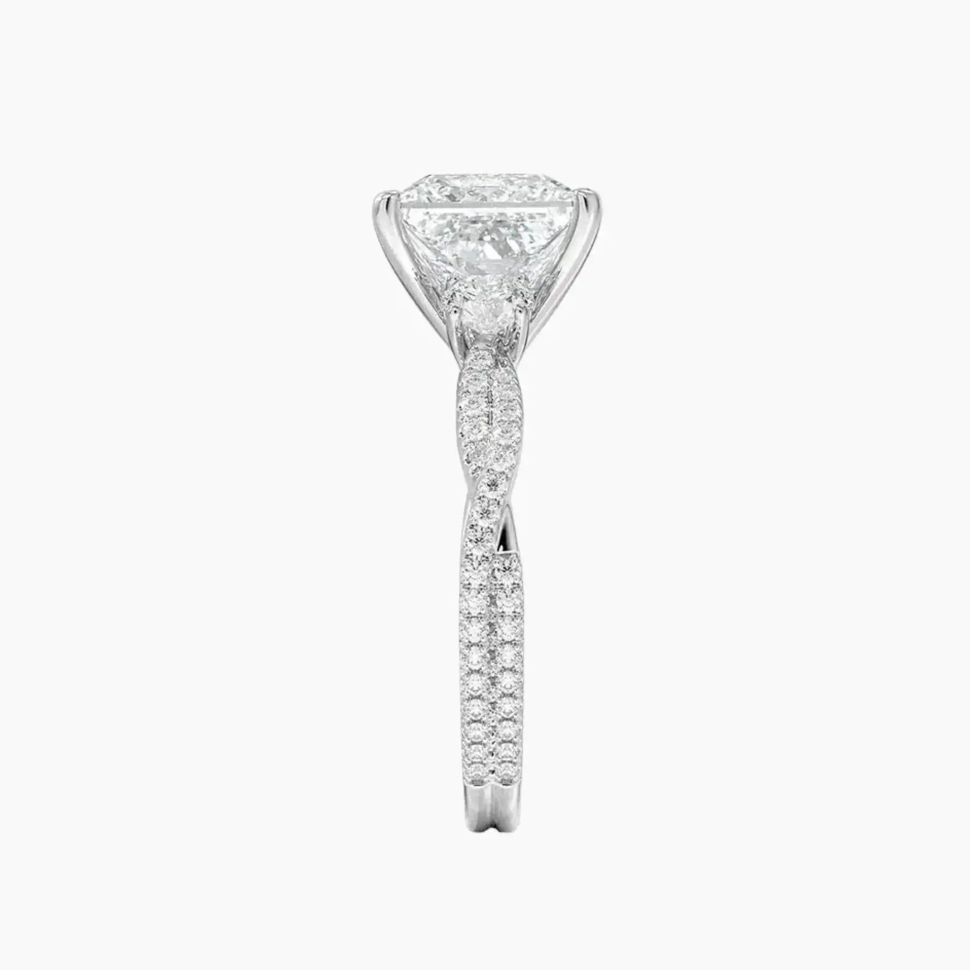 Calista Adorned Twisted Princess Designer 3 Carat Lab Grown Diamond Engagement Ring in 18K Yellow Gold