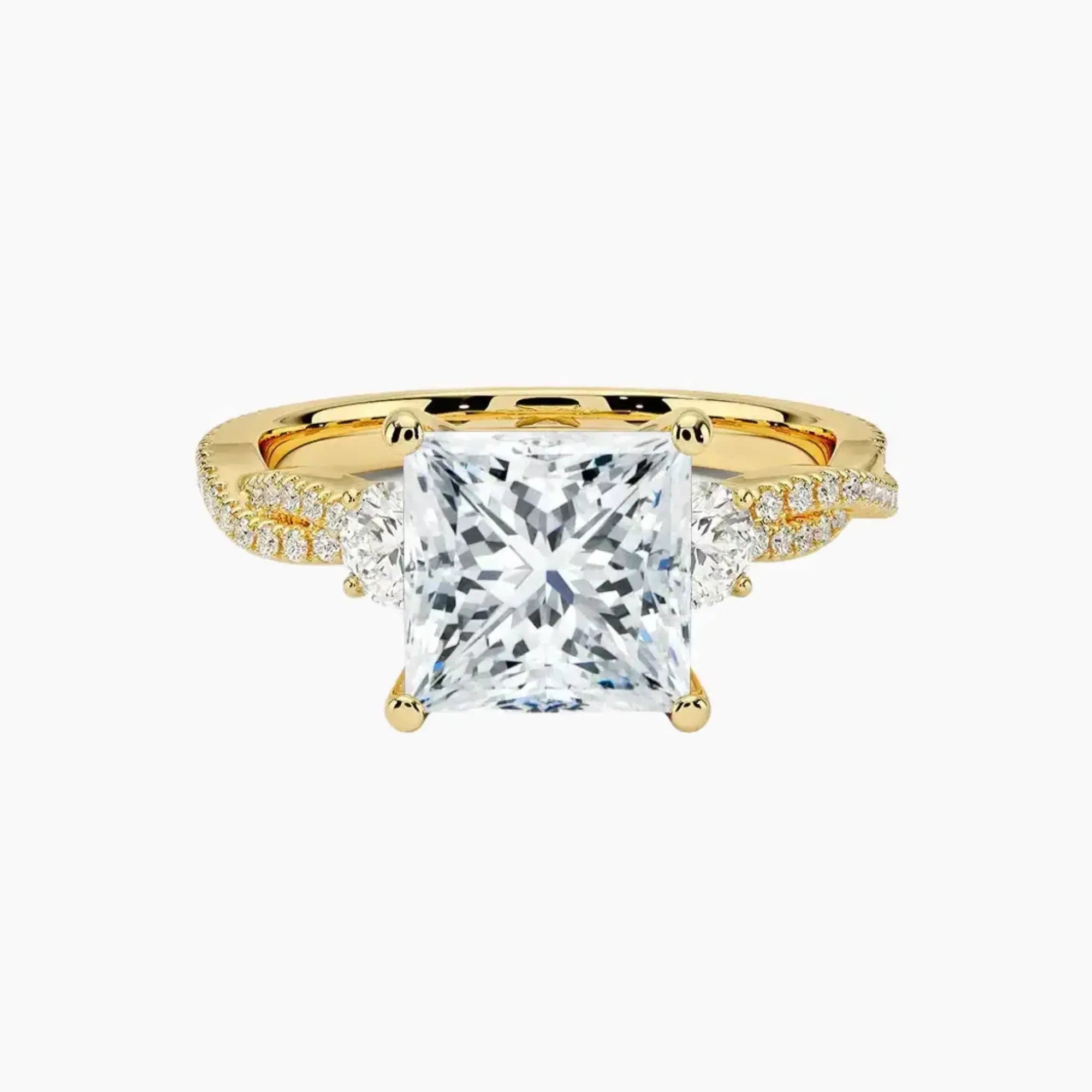 Calista Adorned Twisted Princess Designer 2 Carat Lab Grown Diamond Engagement Ring in 18K Rose Gold