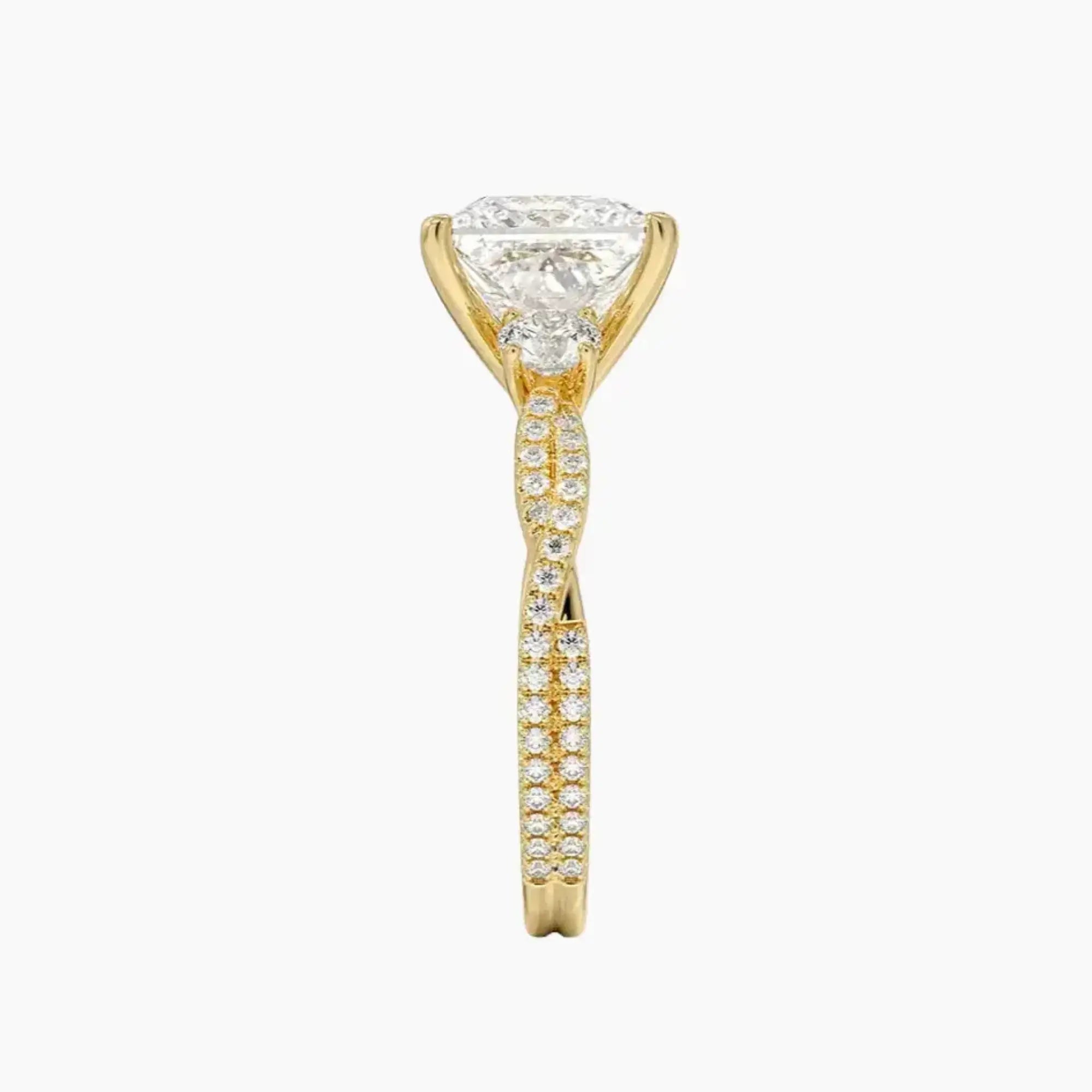 Calista Adorned Twisted Princess Designer 2 Carat Lab Grown Diamond Engagement Ring in 18K Rose Gold