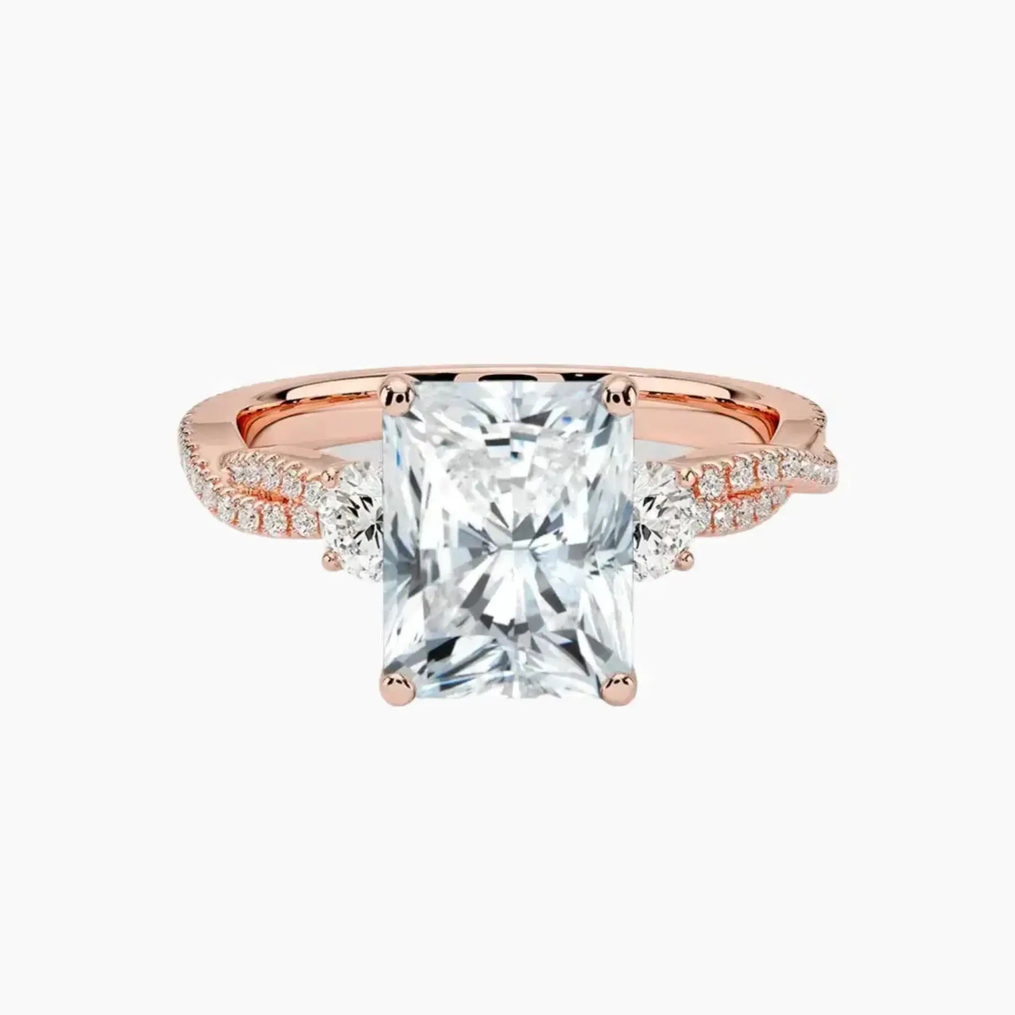 Calista Adorned Twisted Radiant Designer 2.5 Carat Lab Grown Diamond Engagement Ring in 14K Yellow Gold