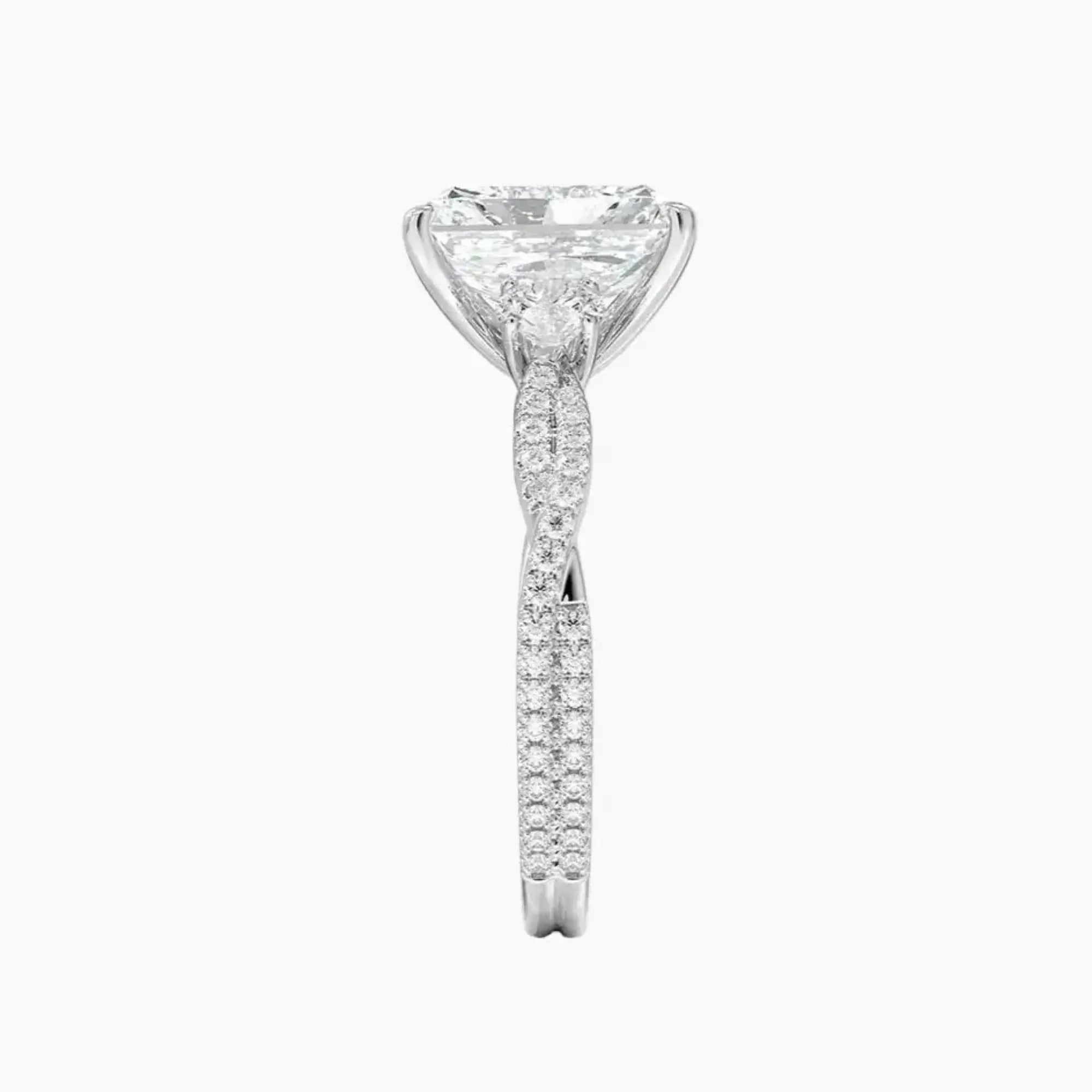Calista Adorned Twisted Radiant Designer 1 Carat Lab Grown Diamond Engagement Ring in 14K Yellow Gold