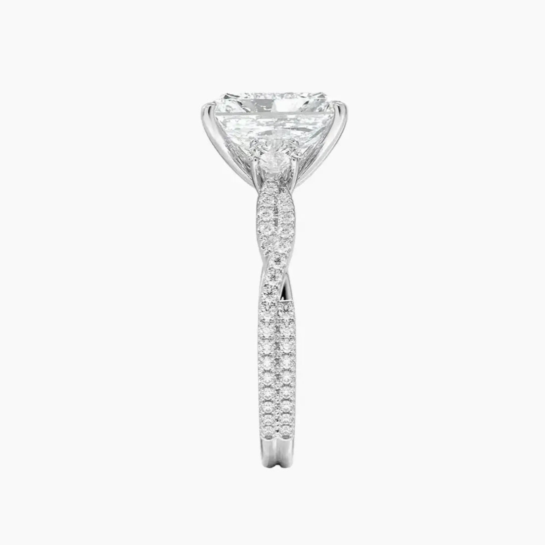 Calista Adorned Twisted Radiant Designer 1 Carat Lab Grown Diamond Engagement Ring in 18K Yellow Gold