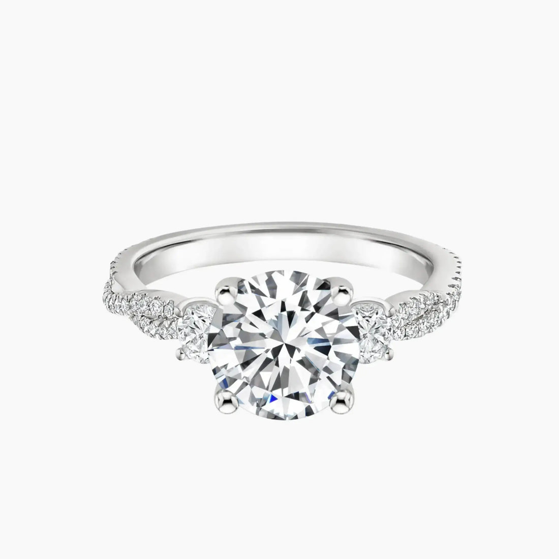 Calista Adorned Twisted Round Designer Diamond Ring Setting in 18K Yellow Gold
