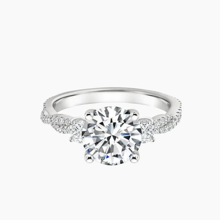Calista Adorned Twisted Round Designer 1 Carat Lab Grown Diamond Engagement Ring in 14K White Gold