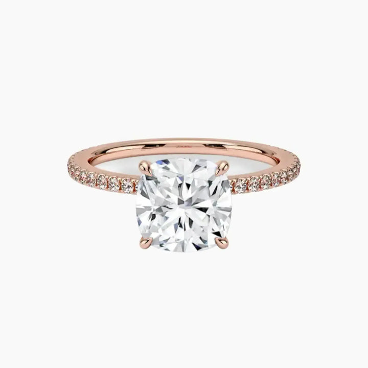 Adalia Cushion Designer 2.5 Carat Lab Grown Diamond Engagement Ring in 18K Rose Gold