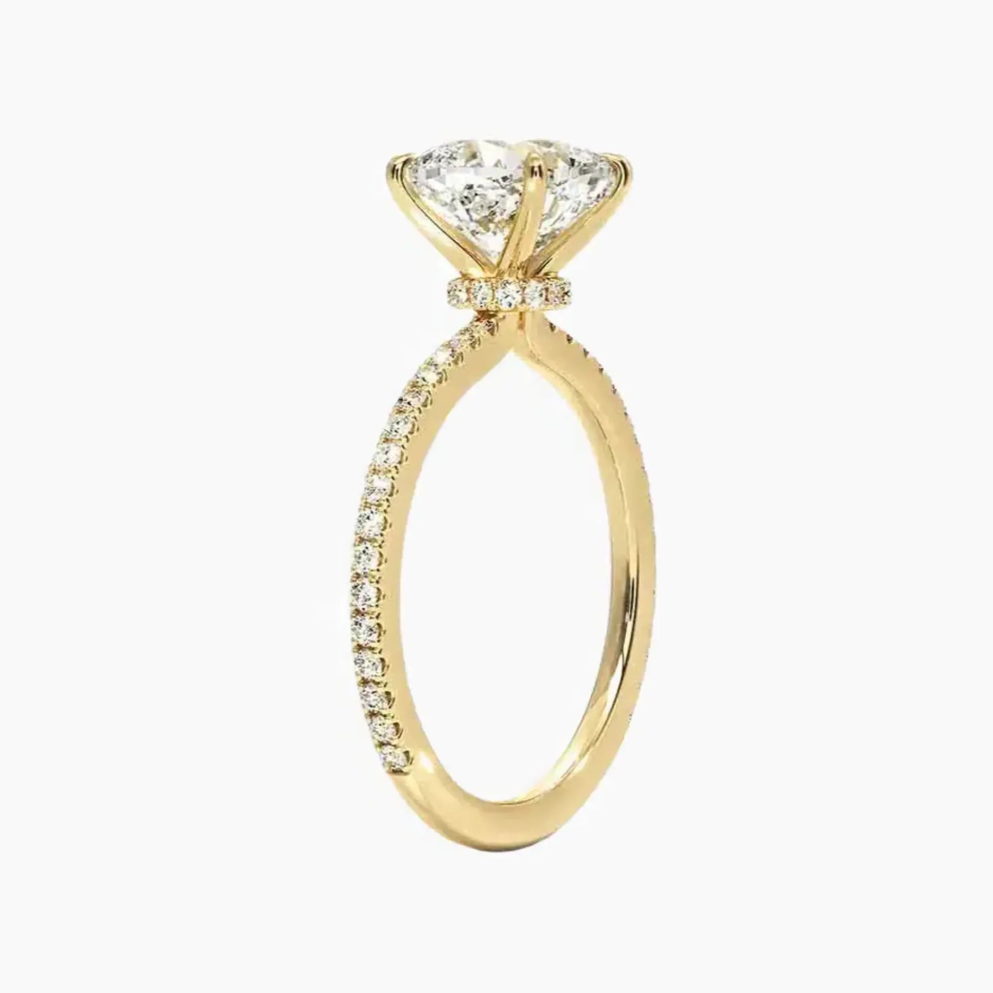 Adalia Cushion Designer 3 Carat Lab Grown Diamond Engagement Ring in 14K Yellow Gold