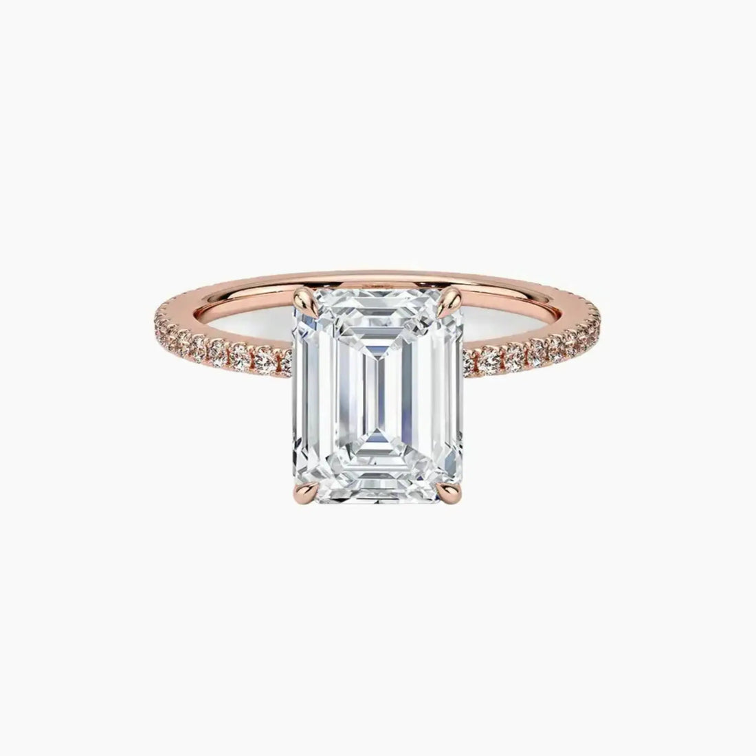 Adalia Emerald Designer 3 Carat Lab Grown Diamond Engagement Ring in 14K Rose Gold