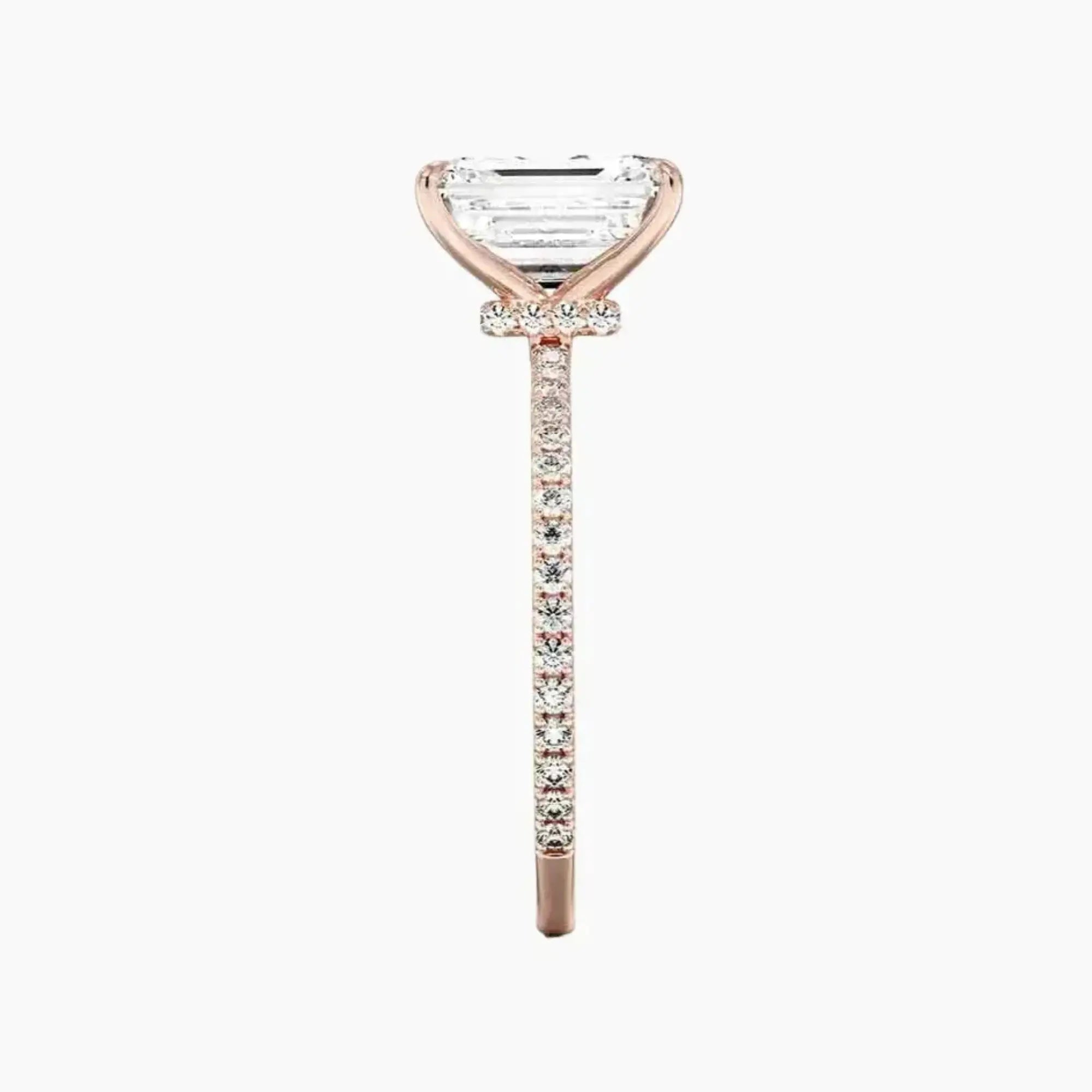 Adalia Emerald Designer 3 Carat Lab Grown Diamond Engagement Ring in 14K Rose Gold