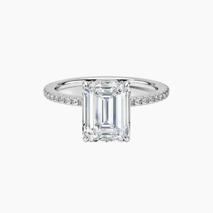 Adalia Emerald Designer 1.5 Carat Lab Grown Diamond Engagement Ring in 14K White Gold