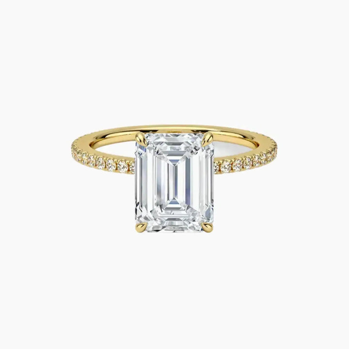 Adalia Emerald Designer 1 Carat Lab Grown Diamond Engagement Ring in 18K Yellow Gold