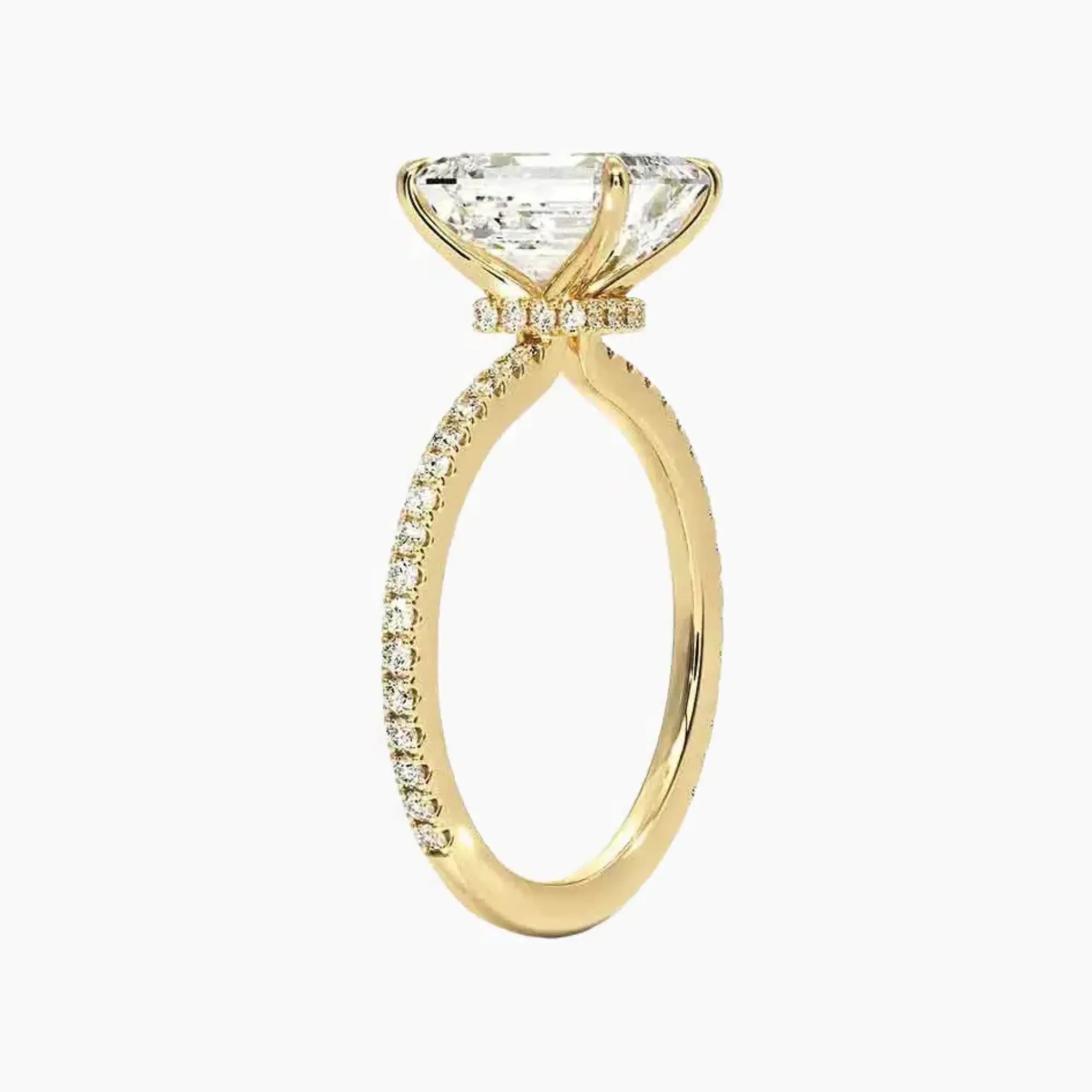 Adalia Emerald Designer Diamond Ring Setting in 18K Yellow Gold