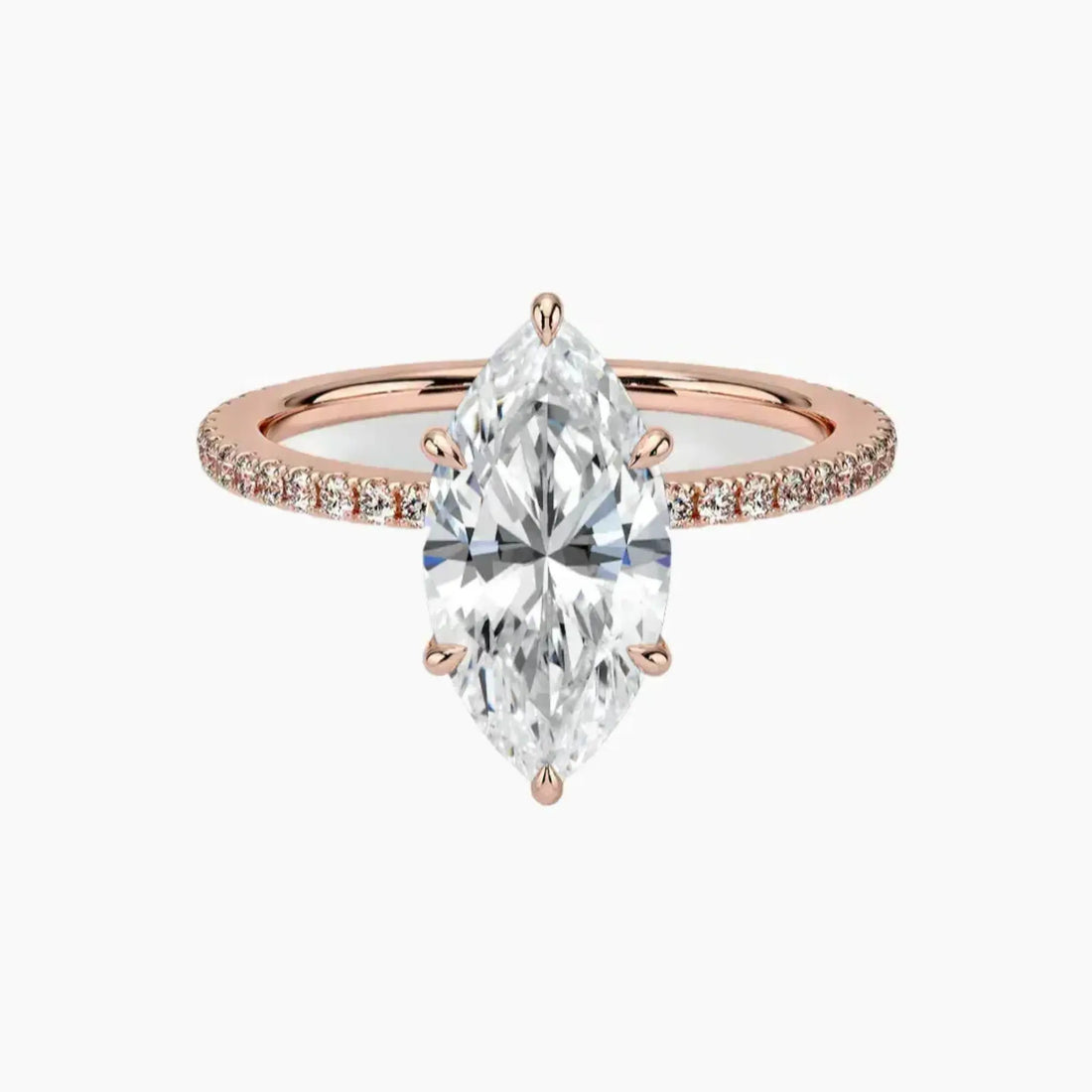Adalia Marquise Designer 2.5 Carat Lab Grown Diamond Engagement Ring in 18K Rose Gold