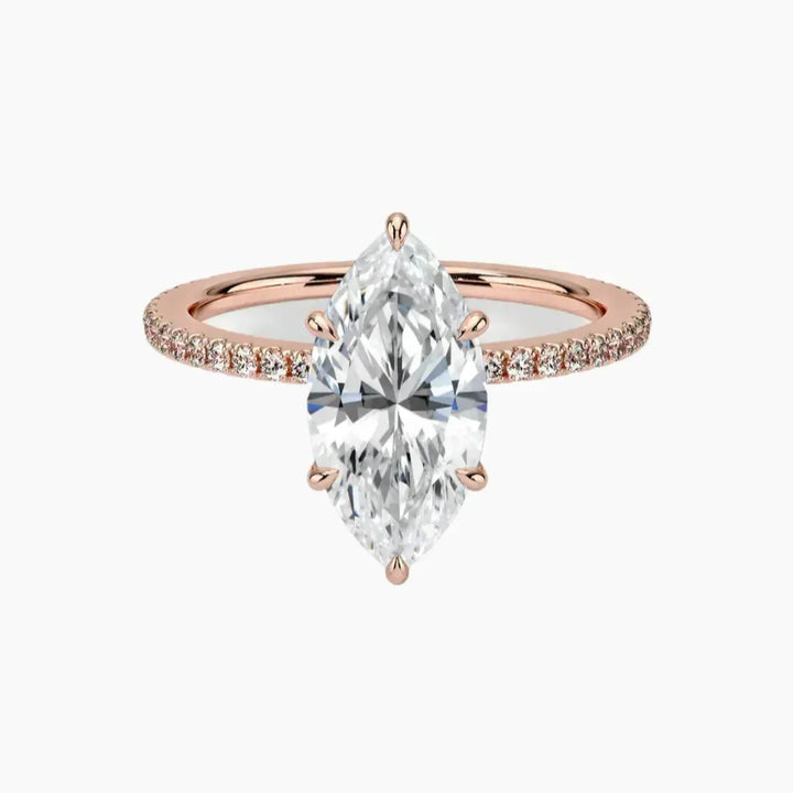 Adalia Marquise Designer 2.5 Carat Lab Grown Diamond Engagement Ring in 18K Rose Gold