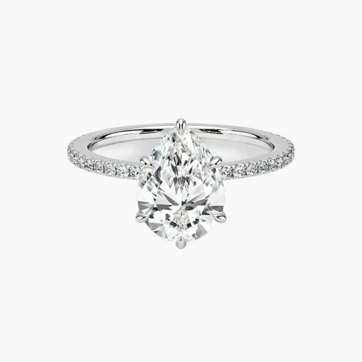 Adalia Pear Designer 1.5 Carat Lab Grown Diamond Engagement Ring in 14K White Gold