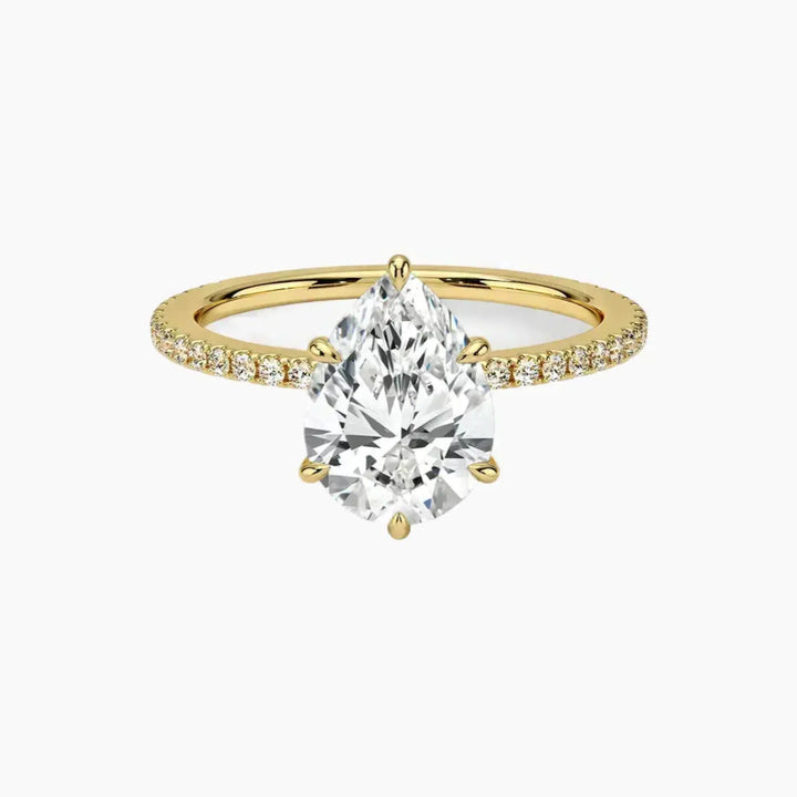 Adalia Pear Designer 1.5 Carat Lab Grown Diamond Engagement Ring in 18K Yellow Gold