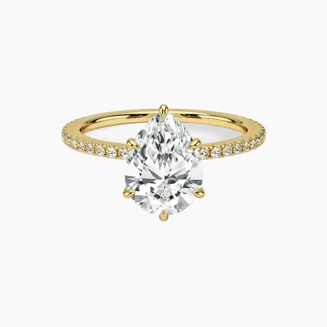 Adalia Pear Designer 2.5 Carat Lab Grown Diamond Engagement Ring in 18K Yellow Gold