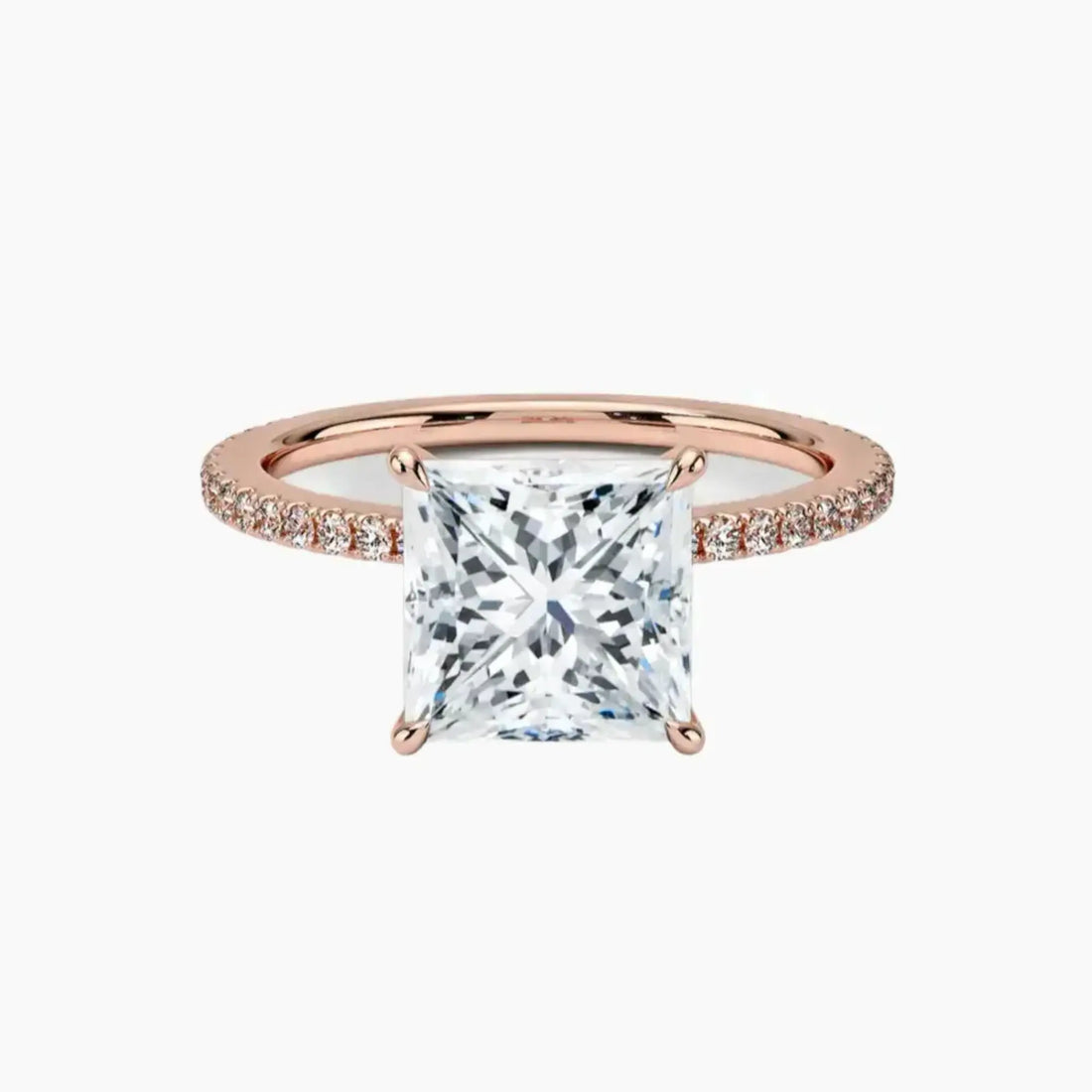 Adalia Princess Designer 2.5 Carat Lab Grown Diamond Engagement Ring in 18K Rose Gold