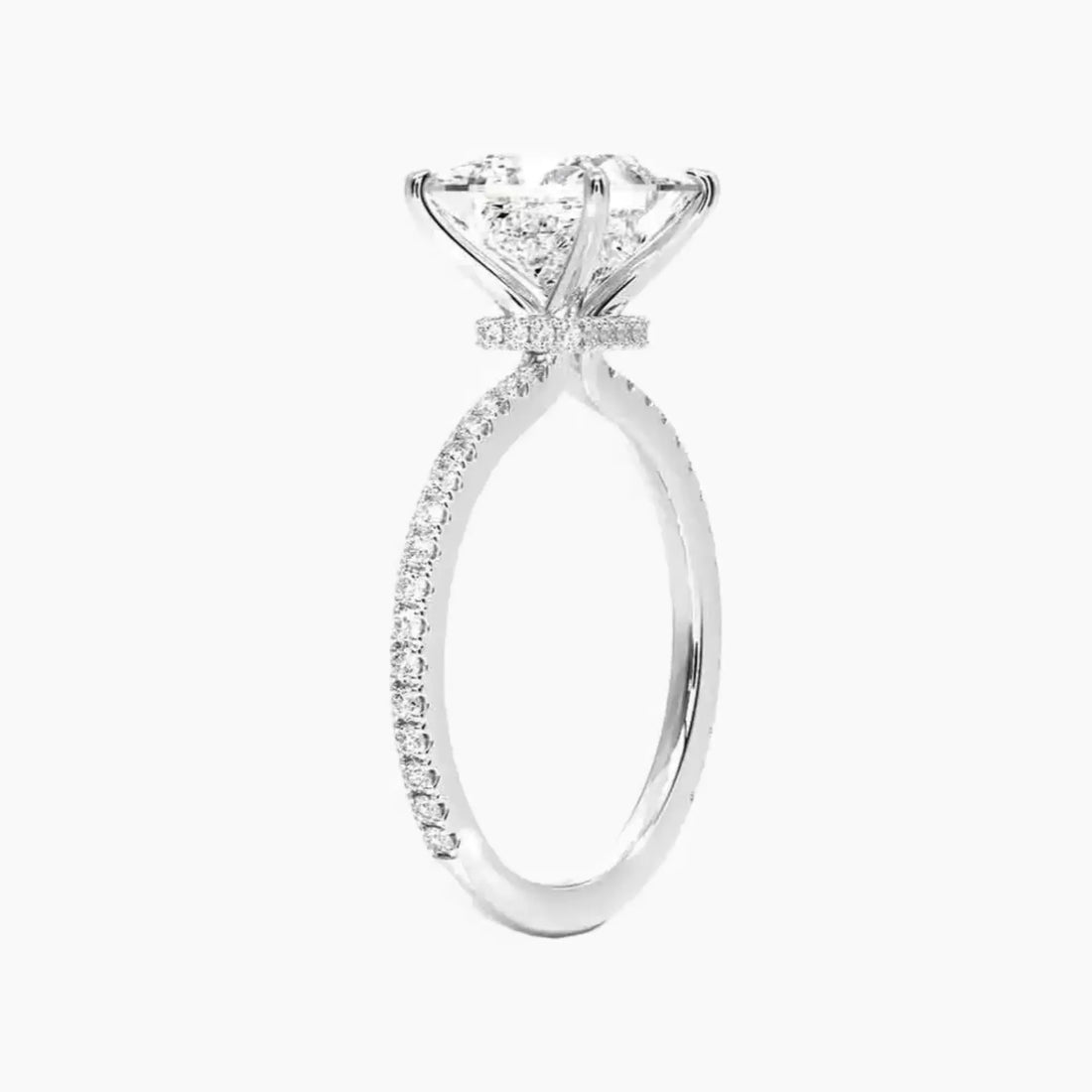 Adalia Princess Designer Diamond Ring Setting in 18K White Gold