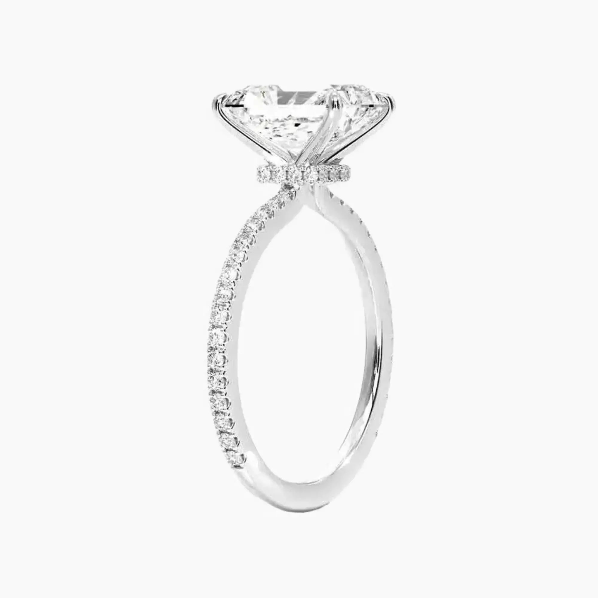 Adalia Radiant Designer 1.5 Carat Lab Grown Diamond Engagement Ring in 18K Rose Gold