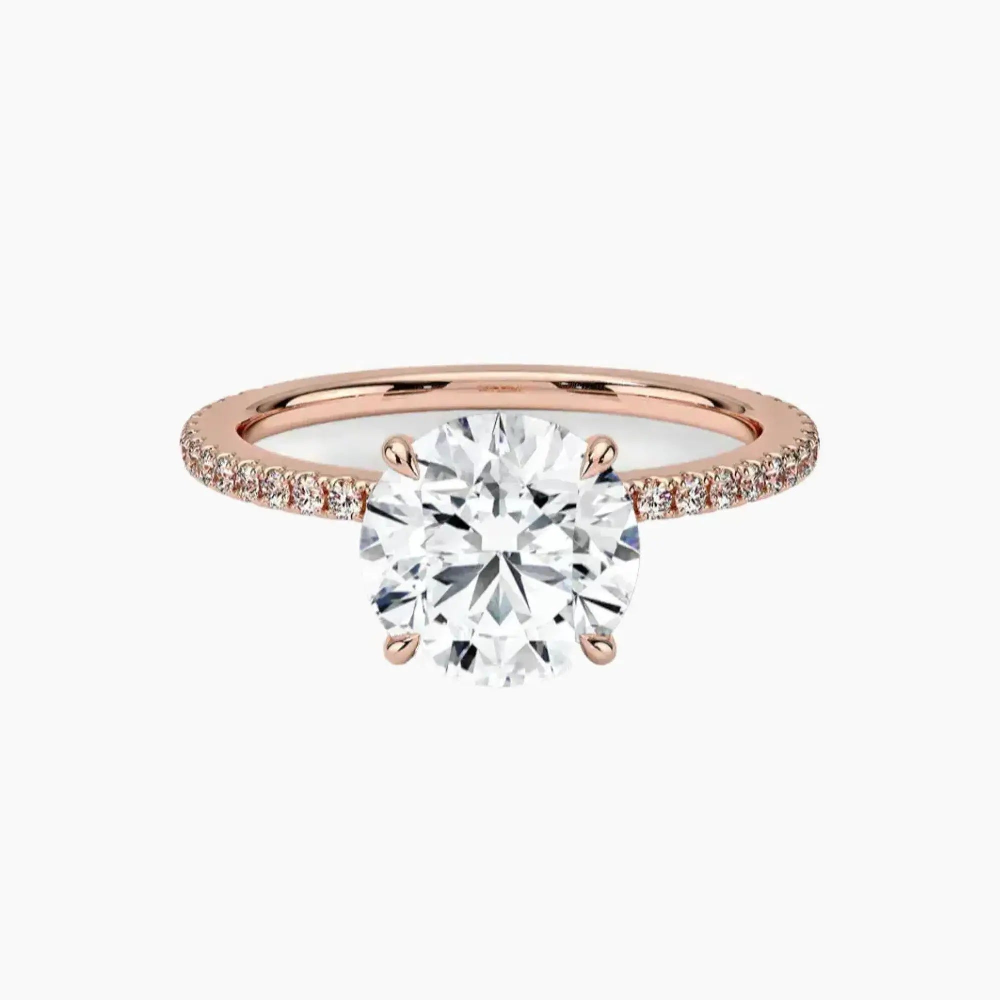 Adalia Round Designer 3 Carat Lab Grown Diamond Engagement Ring in 14K Rose Gold