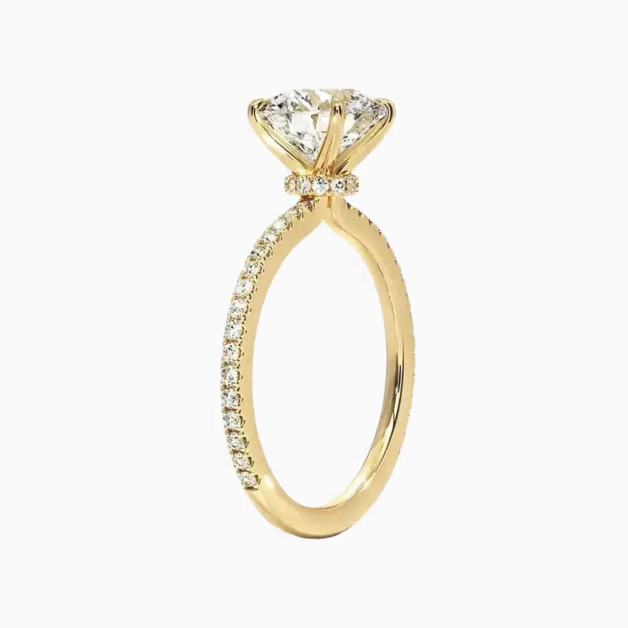 Adalia Round Designer 1.5 Carat Lab Grown Diamond Engagement Ring in 18K Yellow Gold