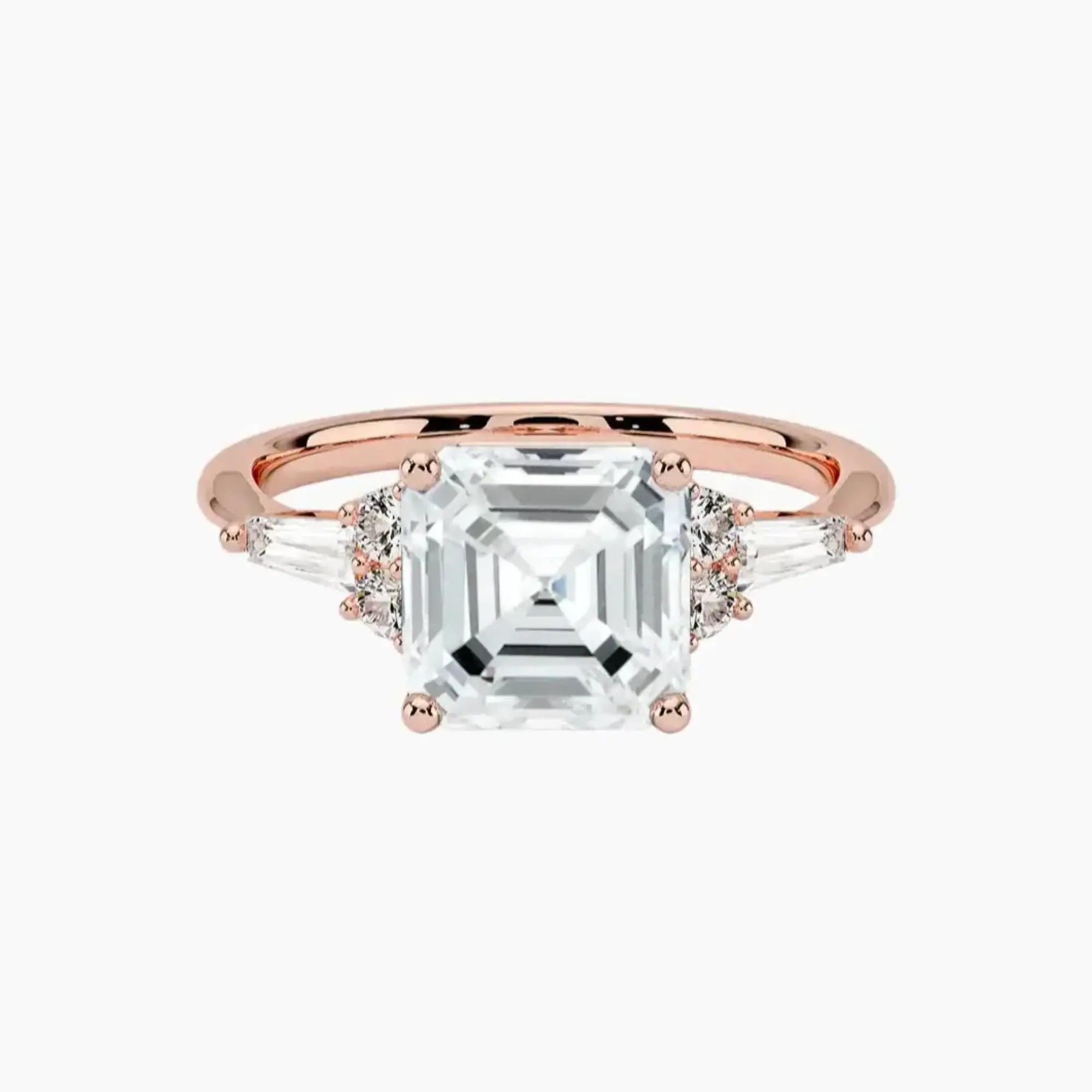 Jovana Asscher Designer 2 Carat Lab Grown Diamond Engagement Ring in 18K Rose Gold