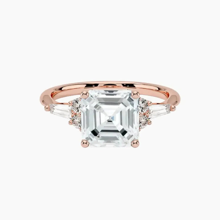 Jovana Asscher Designer 1.5 Carat Lab Grown Diamond Engagement Ring in 18K Rose Gold