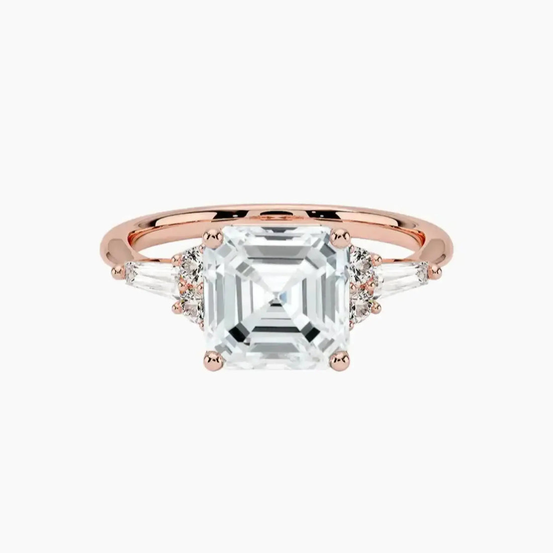 Jovana Asscher Designer 2 Carat Lab Grown Diamond Engagement Ring in 14K Rose Gold