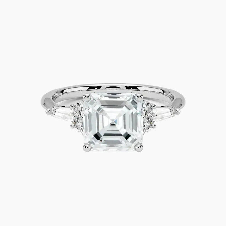 Jovana Asscher Designer 3 Carat Lab Grown Diamond Engagement Ring in 18K White Gold