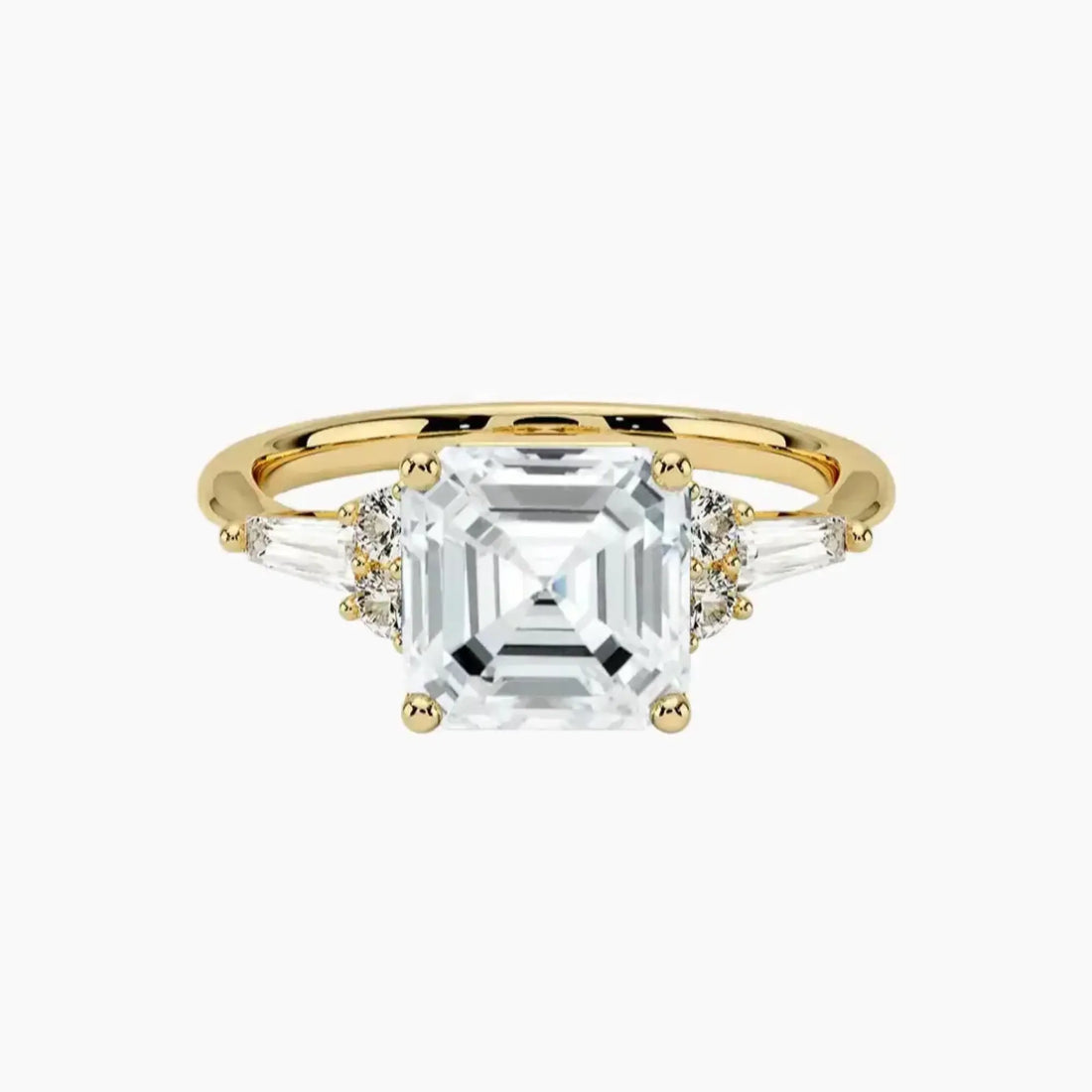 Jovana Asscher Designer 3 Carat Lab Grown Diamond Engagement Ring in 14K Rose Gold