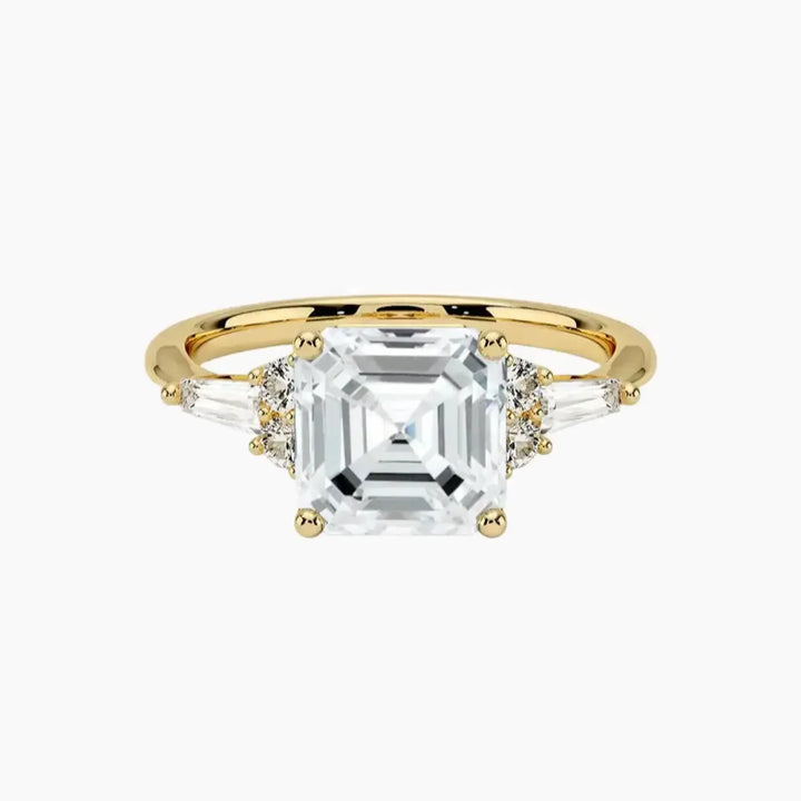 Jovana Asscher Designer 2.5 Carat Lab Grown Diamond Engagement Ring in 18K Yellow Gold