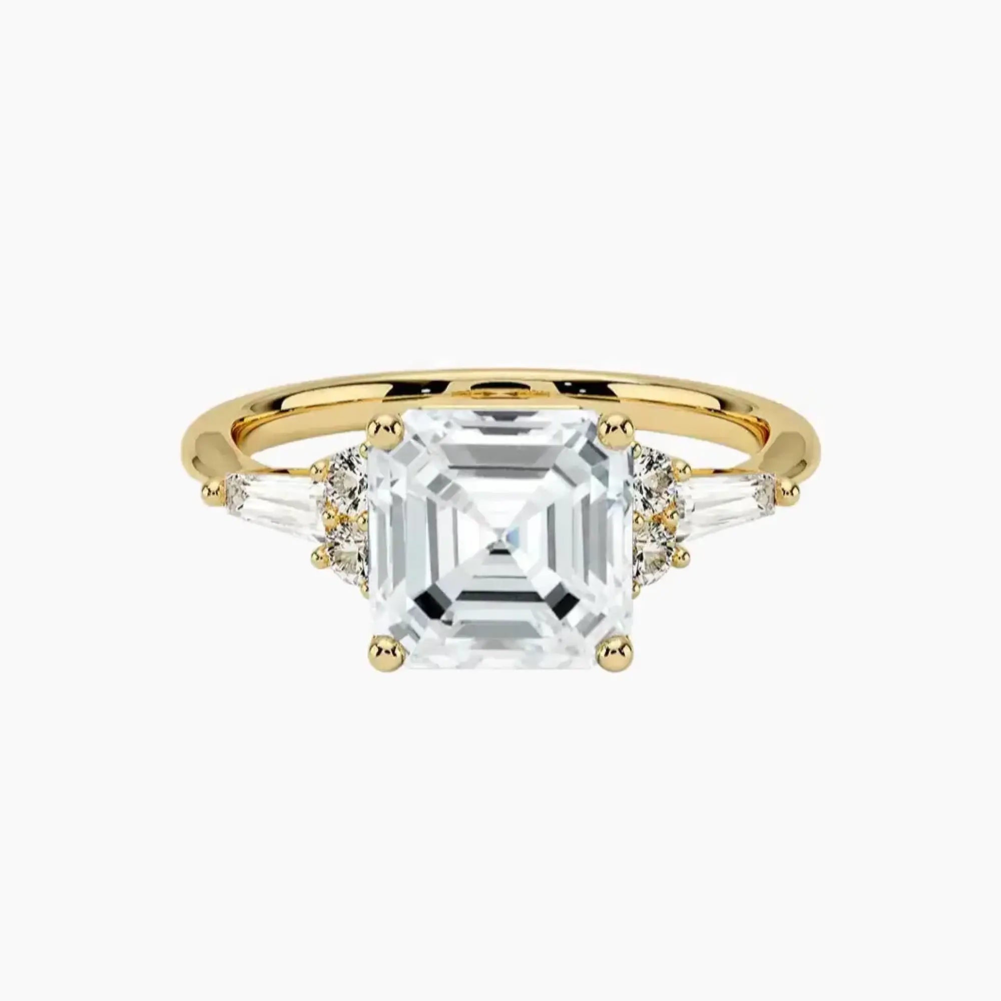 Jovana Asscher Designer 3 Carat Lab Grown Diamond Engagement Ring in 14K White Gold