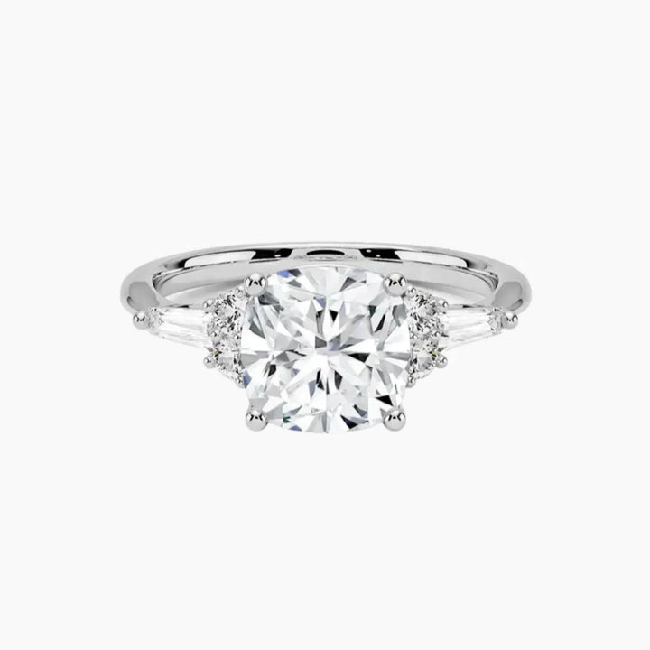 Jovana Cushion Designer 3 Carat Lab Grown Diamond Engagement Ring in 14K White Gold