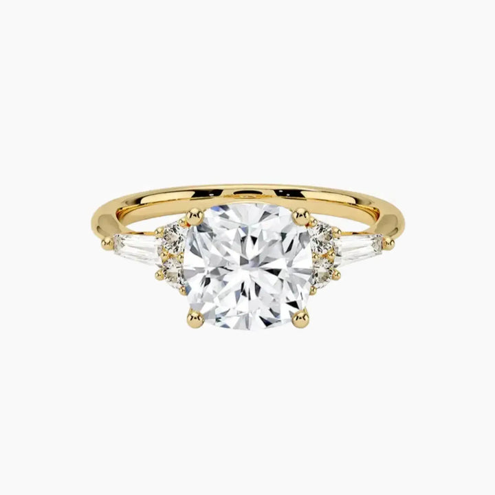 Jovana Cushion Designer 1.5 Carat Lab Grown Diamond Engagement Ring in 18K Yellow Gold