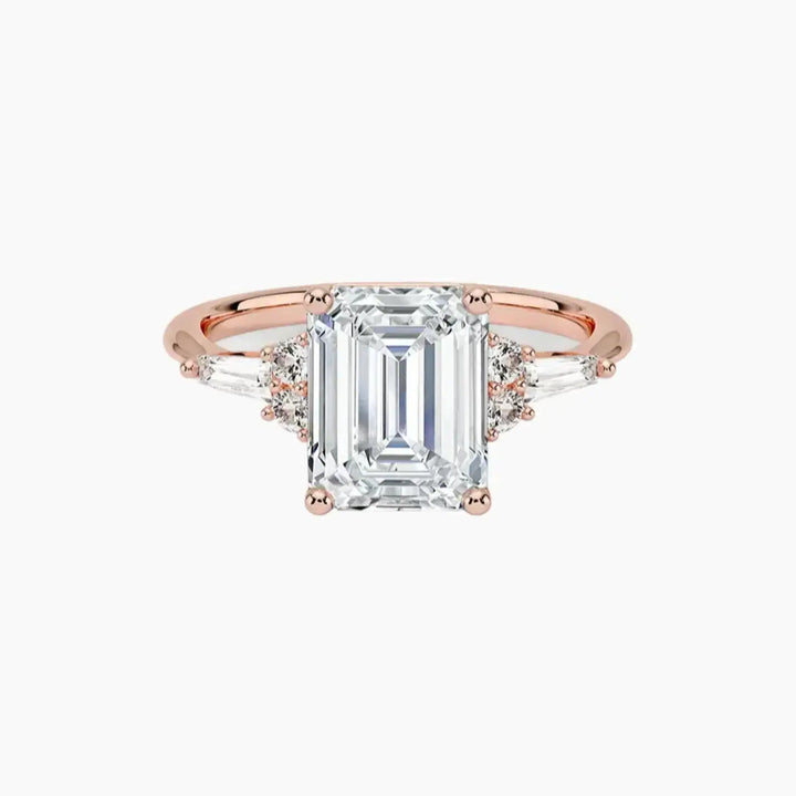 Jovana Emerald Designer 3 Carat Lab Grown Diamond Engagement Ring in 14K Rose Gold